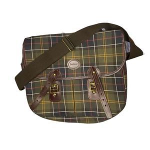 Barbour Olive and Tan Check Laptop Bag